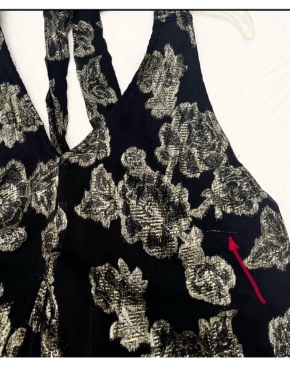 FREE PEOPLE Metallic Holding On Convertible Black Gold Floral Backless Dress M - Picture 11 of 14